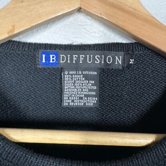 Vintage IB Diffusion Beaded Christmas Sweater Knit Long Sleeve Holiday Black - M - Picture 9 of 9